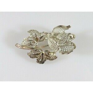 Artisan Filigree Orchid Flower Brooch Sterling Silver Germany Willi Nonnenmann